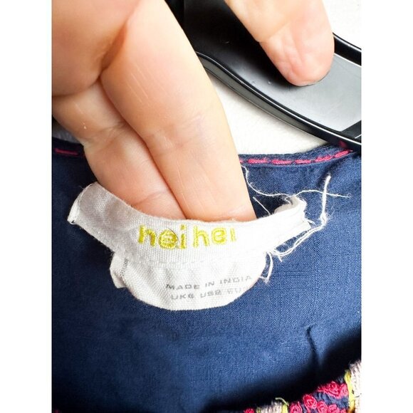 Athropologie Hei Hei Embroidered Button Down Blouse 2 Womens Blue - Picture 7 of 9